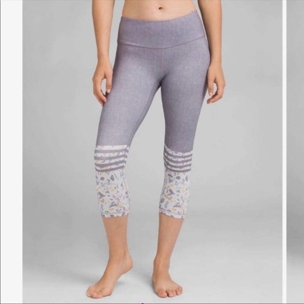 PrAna- Pillar Striped Yoga Capri Terrazo Leggings XS